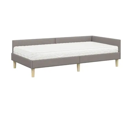 Kampinė Lovos Konstrukcija Su Čiužiniu 2 Pcs Taupe Audinys