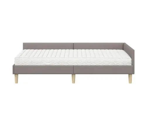 Kampinė Lovos Konstrukcija Su Čiužiniu 2 Pcs Taupe Audinys