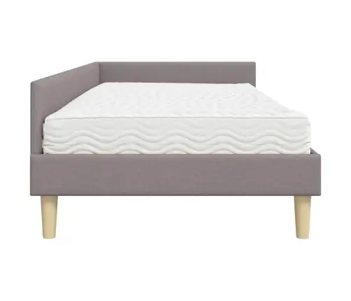 Kampinė Lovos Konstrukcija Su Čiužiniu 2 Pcs Taupe Audinys