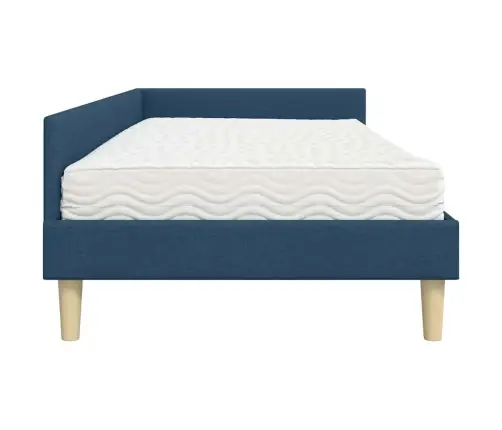 Stūra Gultas Rāmis Ar Matrači Cits 2 Pcs Zila Audums Vidaxl