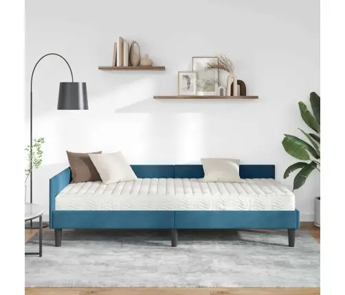 Stūra Gultas Rāmis Ar Matrači Cits 2 Pcs Zila Samts Vidaxl