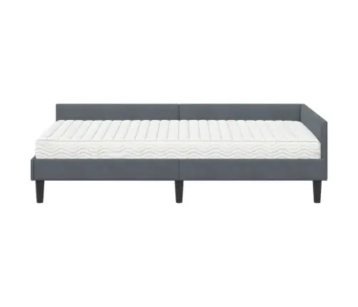 Stūra Gultas Rāmis Ar Matrači Cits 2 Pcs Pelēka Samts Vidaxl