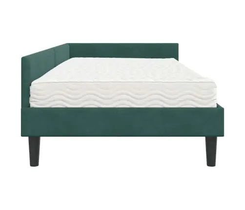 Stūra Gultas Rāmis Ar Matrači Cits 2 Pcs Zaļa Samts Vidaxl