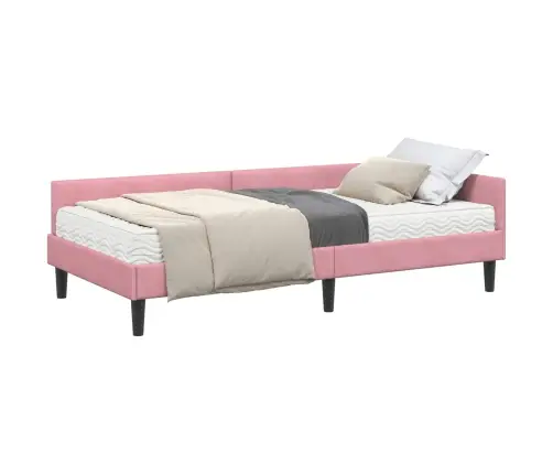 Stūra Gultas Rāmis Ar Matrači Cits 2 Pcs Pelēka Samts Vidaxl