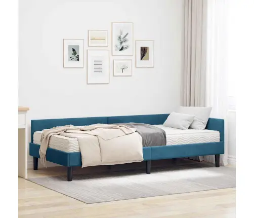 Nurgavoodi Raam Koos Madratsiga Muu Peaga 2 Pcs Sinine Samet