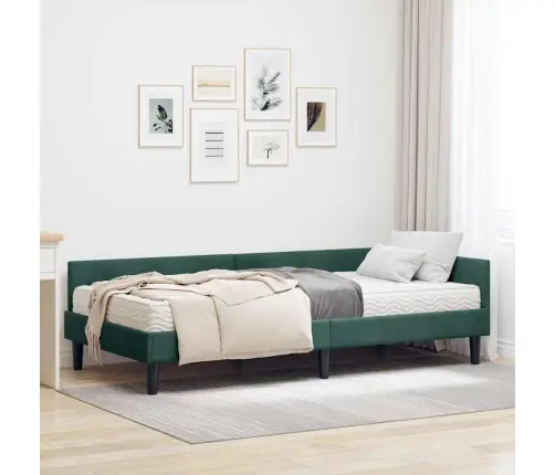 Kampinė Lovos Konstrukcija Su Čiužiniu Kita 2 Pcs Žalia Aksomas