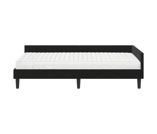 Stūra Gultas Rāmis Ar Matrači Cits 2 Pcs Melna Samts Vidaxl