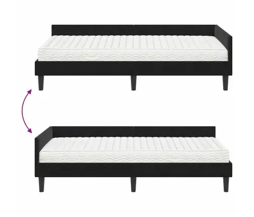 Stūra Gultas Rāmis Ar Matrači Cits 2 Pcs Melna Samts Vidaxl