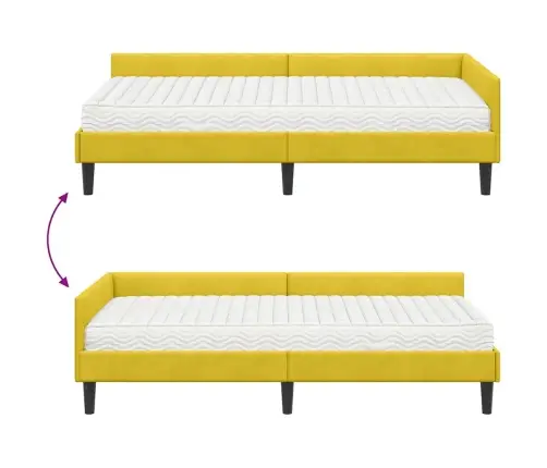 Nurgavoodi Raam Koos Madratsiga Muu Peaga 2 Pcs Kollane Samet