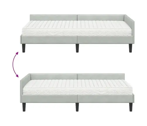 Nurgavoodi Raam Koos Madratsiga Muu Peaga 2 Pcs Helehall Samet