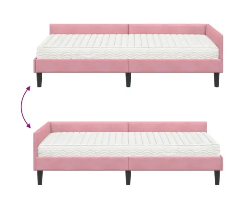 Stūra Gultas Rāmis Ar Matrači Cits 2 Pcs Pelēka Samts Vidaxl