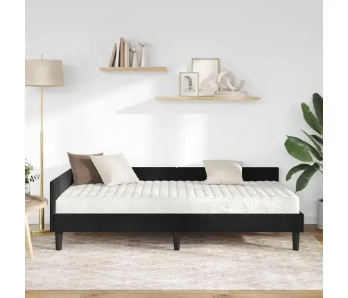 Kampinė Lovos Konstrukcija Su Čiužiniu Kita 2 Pcs Juoda Aksomas