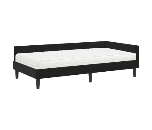 Kampinė Lovos Konstrukcija Su Čiužiniu Kita 2 Pcs Juoda Aksomas