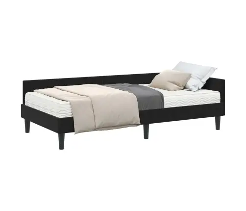 Kampinė Lovos Konstrukcija Su Čiužiniu Kita 2 Pcs Juoda Aksomas