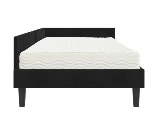 Kampinė Lovos Konstrukcija Su Čiužiniu Kita 2 Pcs Juoda Aksomas