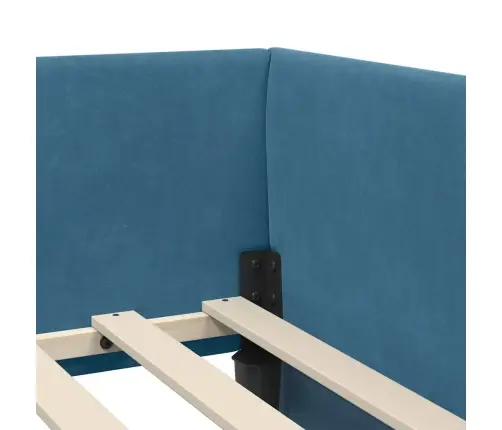 Kampinė Lovos Konstrukcija Su Čiužiniu 2 Pcs Mėlyna Aksomas