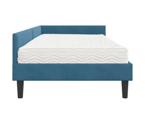 Kampinė Lovos Konstrukcija Su Čiužiniu 2 Pcs Mėlyna Aksomas