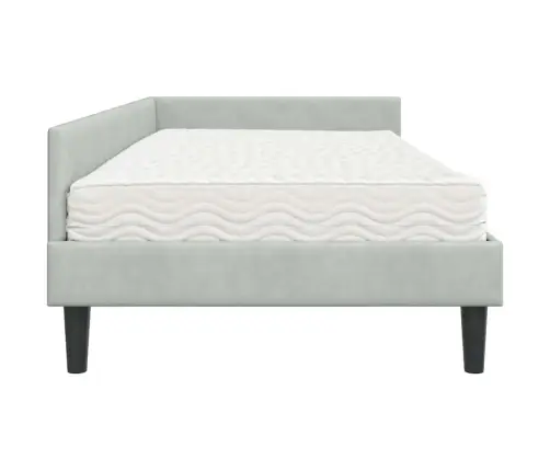 Stūra Gultas Rāmis Ar Matrači Cits 2 Pcs Gaiši Pelēka Samts Vidaxl