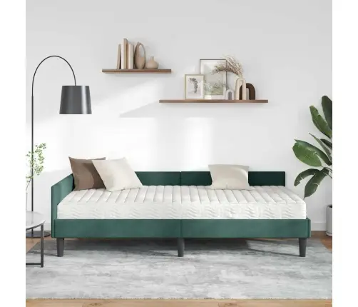 Stūra Gultas Rāmis Ar Matrači Cits 2 Pcs Zaļa Samts Vidaxl