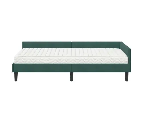 Stūra Gultas Rāmis Ar Matrači Cits 2 Pcs Zaļa Samts Vidaxl