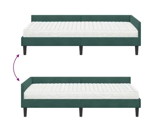 Stūra Gultas Rāmis Ar Matrači Cits 2 Pcs Zaļa Samts Vidaxl