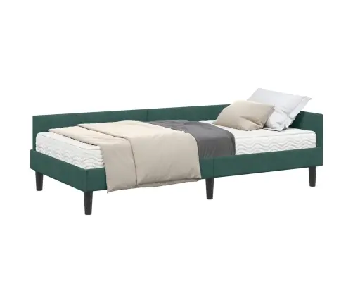 Stūra Gultas Rāmis Ar Matrači Cits 2 Pcs Zaļa Samts Vidaxl