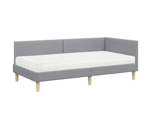 Stūra Gultas Rāmis Ar Matrači Cits 2 Pcs Gaiši Pelēks Audums Vidaxl