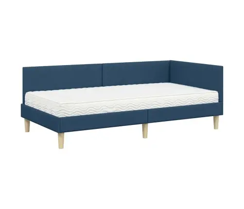 Stūra Gultas Rāmis Ar Matrači Cits 2 Pcs Zila Audums Vidaxl