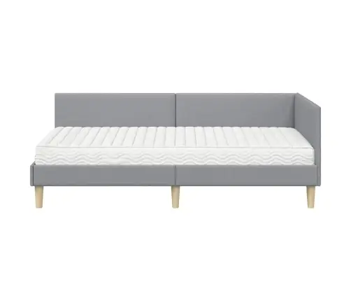 Stūra Gultas Rāmis Ar Matrači Cits 2 Pcs Gaiši Pelēks Audums Vidaxl