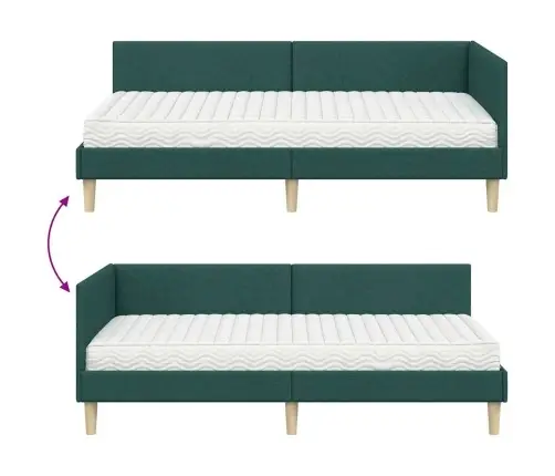 Kampinė Lovos Konstrukcija Su Čiužiniu Kita 2 Pcs Žalia Audinys