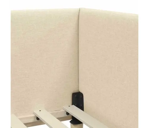 Stūra Gultas Rāmis Ar Matrači Cits 2 Pcs Krēmkrāsa Audums Vidaxl