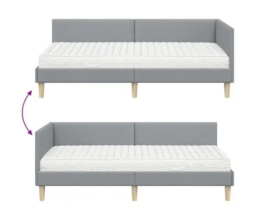 Stūra Gultas Rāmis Ar Matrači Cits 2 Pcs Gaiši Pelēks Audums Vidaxl