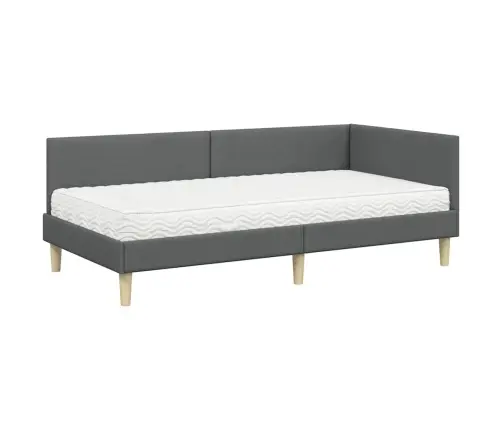 Stūra Gultas Rāmis Ar Matrači Cits 2 Pcs Pelēka Audums Vidaxl