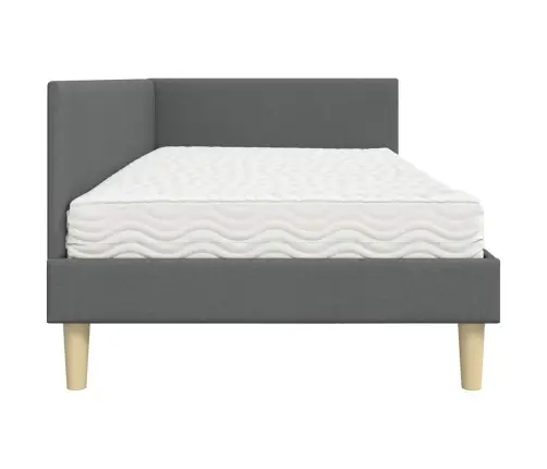 Stūra Gultas Rāmis Ar Matrači Cits 2 Pcs Pelēka Audums Vidaxl