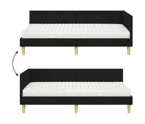 Kampinė Lovos Konstrukcija Su Čiužiniu Kita 2 Pcs Žalia Audinys