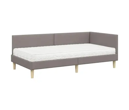 Stūra Gultas Rāmis Ar Matrači Cits 2 Pcs Pelēkbrūna Audums Vidaxl