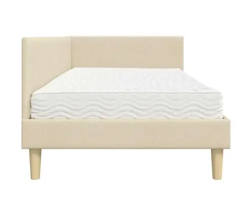 Stūra Gultas Rāmis Ar Matrači Cits 2 Pcs Krēmkrāsa Audums Vidaxl