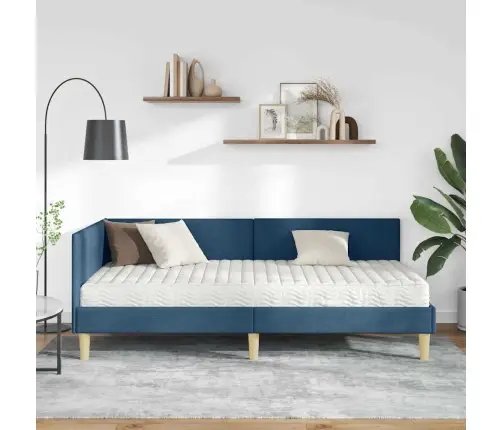 Stūra Gultas Rāmis Ar Matrači Cits 2 Pcs Zila Audums Vidaxl