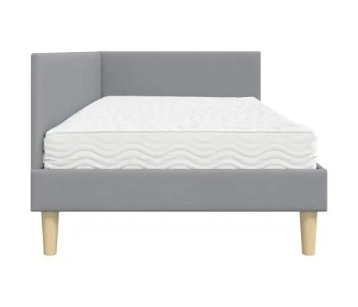 Stūra Gultas Rāmis Ar Matrači Cits 2 Pcs Gaiši Pelēks Audums Vidaxl