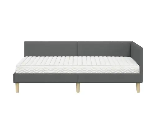 Kampinė Lovos Konstrukcija Su Čiužiniu Kita 2 Pcs Pilka Audinys