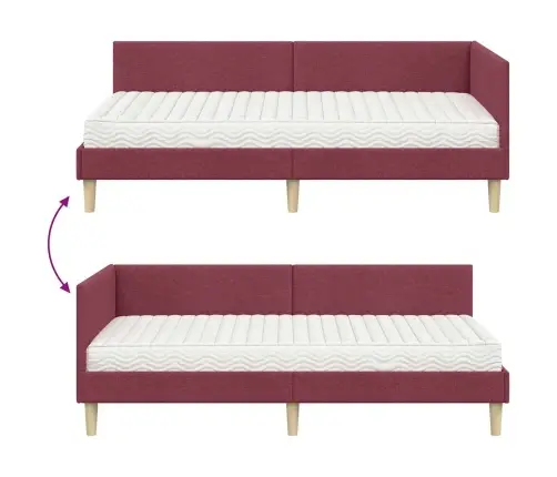 Kampinė Lovos Konstrukcija Su Čiužiniu Kita 2 Pcs Pilka Audinys