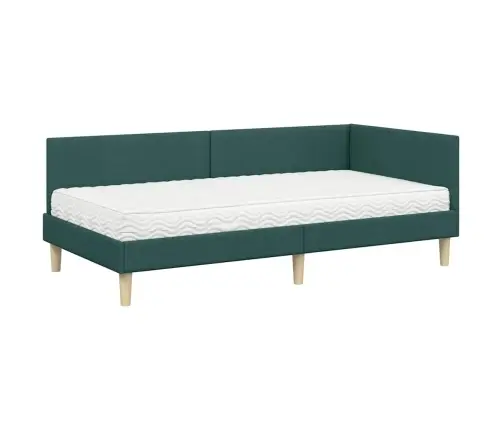 Stūra Gultas Rāmis Ar Matrači Cits 2 Pcs Zaļa Audums Vidaxl