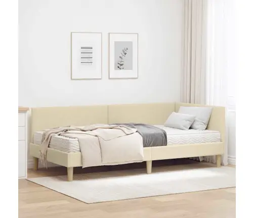 Nurgavoodi Raam Koos Madratsiga Muu Peaga 2 Pcs Cream Kangas