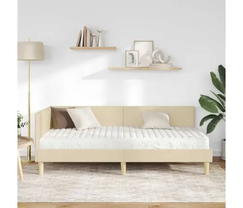 Nurgavoodi Raam Koos Madratsiga Muu Peaga 2 Pcs Cream Kangas