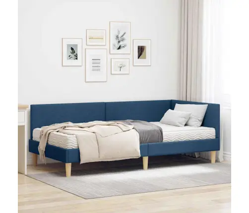 Kampinė Lovos Konstrukcija Su Čiužiniu 2 Pcs Mėlyna Audinys