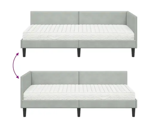 Kampinė Lovos Konstrukcija Su Čiužiniu 2 Pcs Šviesiai Pilka