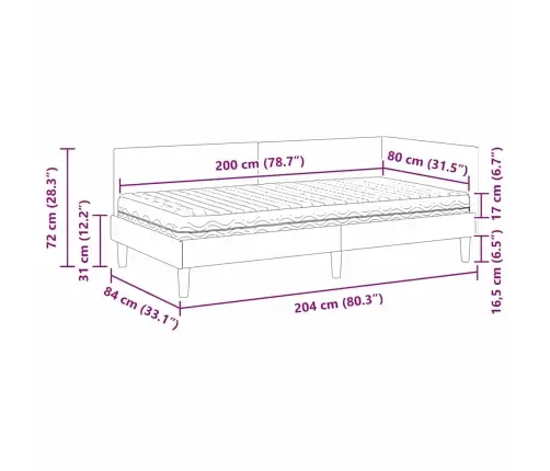 Kampinė Lovos Konstrukcija Su Čiužiniu 2 Pcs Šviesiai Pilka