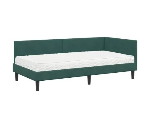 Stūra Gultas Rāmis Ar Matrači Cits 2 Pcs Zaļa Samts Vidaxl