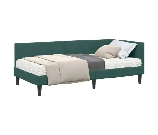 Stūra Gultas Rāmis Ar Matrači Cits 2 Pcs Zaļa Samts Vidaxl