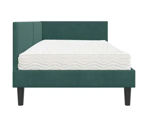 Stūra Gultas Rāmis Ar Matrači Cits 2 Pcs Zaļa Samts Vidaxl